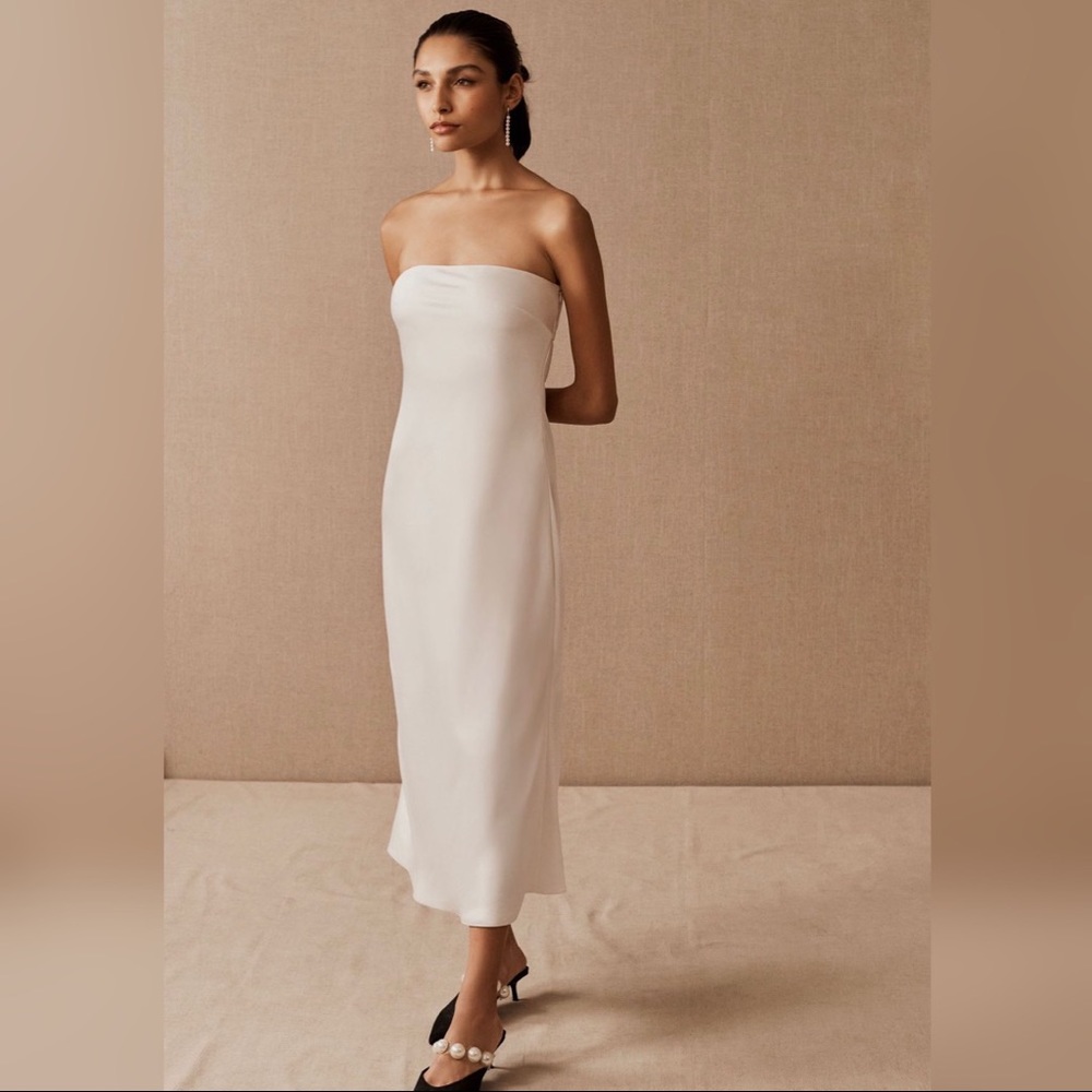 Sachin & Babi Aubrey Dress Size 4 | Ivory Satin Midi Dress